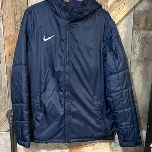 Nike Navy & White Hooded Quilted Jacket